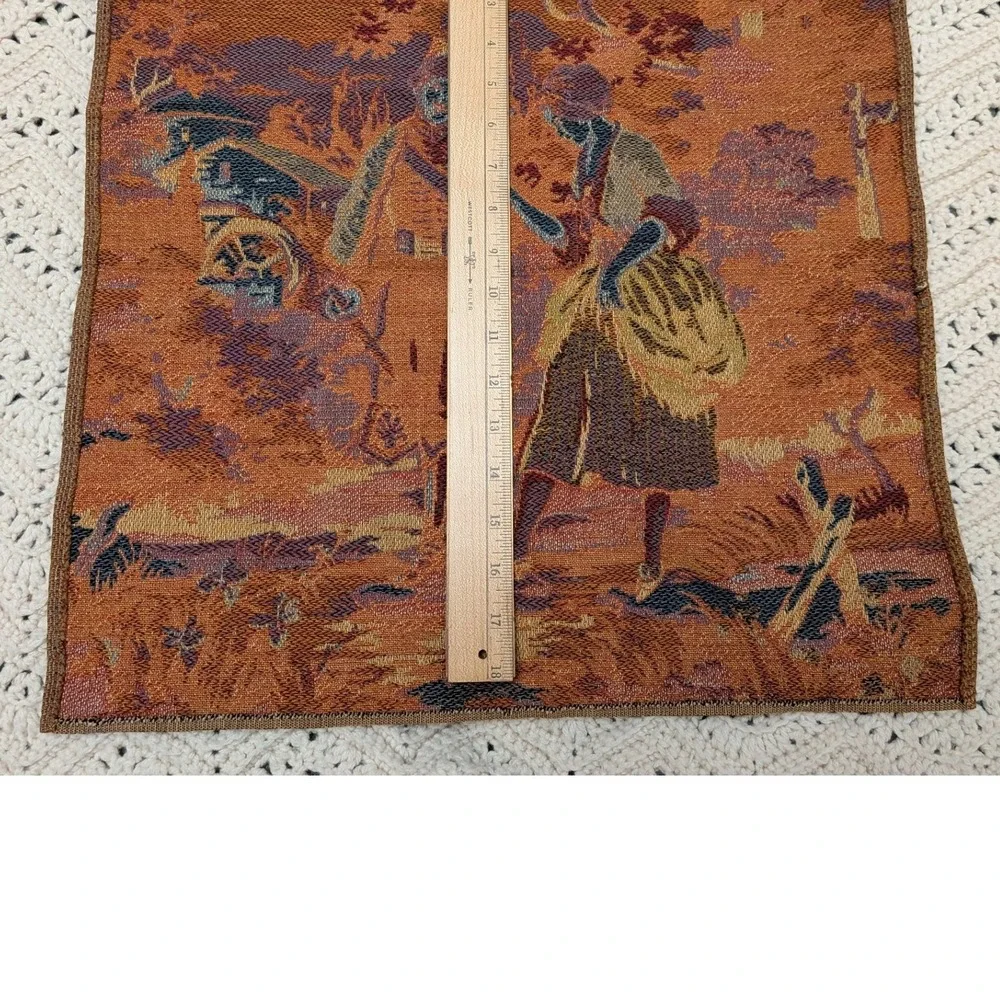 Vintage Woven Wall Tapestry 18x18 Romantic Couple 18th Century Scene Textile Art